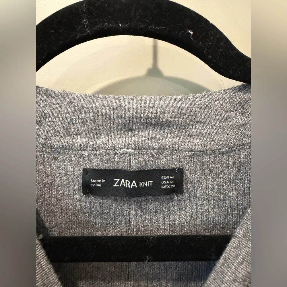 Zara Knit Sweater Gray Split Seams High Low Cropped Pullover - Picture 4 of 4